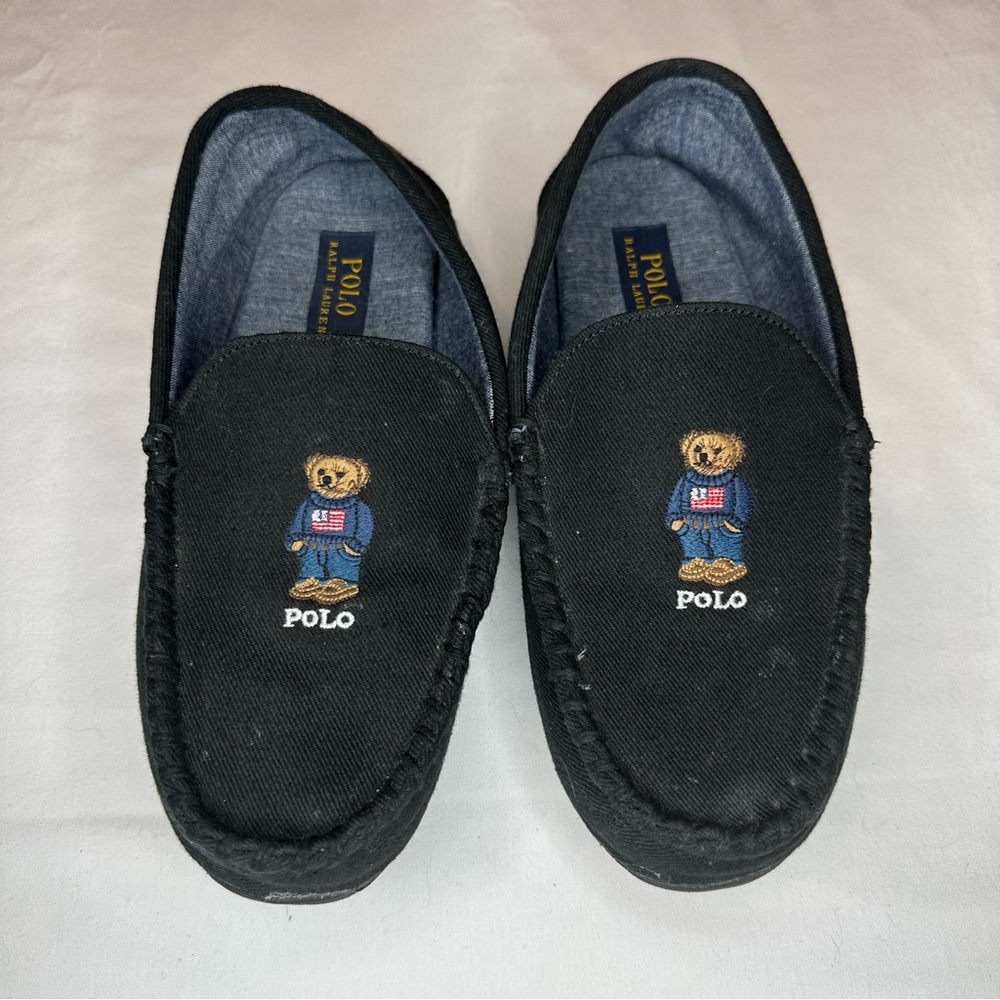 Polo Ralph Lauren Black Slippers Declan Bear Embroidered Old Money Loafers Comfy
